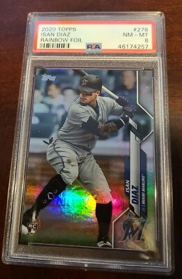 2020 Topps Series 1#278 Isan Diaz Rainbow Foil Parallel PSA 8 NM-Mint RC Marlins - Image 1 of 2