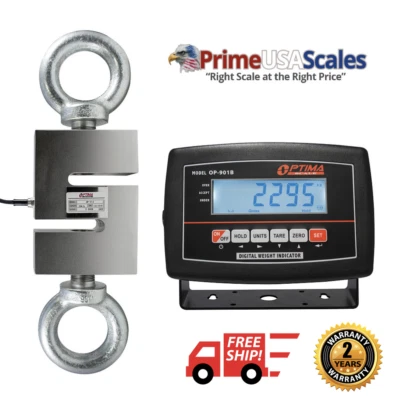 Optima Scale OP-926 4,500 LB x 1 LB Hanging S-Hook Crane Scale With Indicator  - Image 1 of 2