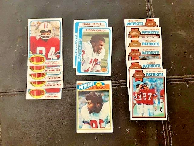1976 1977 1978 1979 Vintage Topps NFL cards (14) Patriots: Julius Adams Tim Fox+