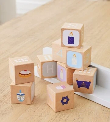 Pottery Barn Kids Hanukkah Wooden Block Toy Set New In Box Holiday Jewish Child - Image 1 of 4