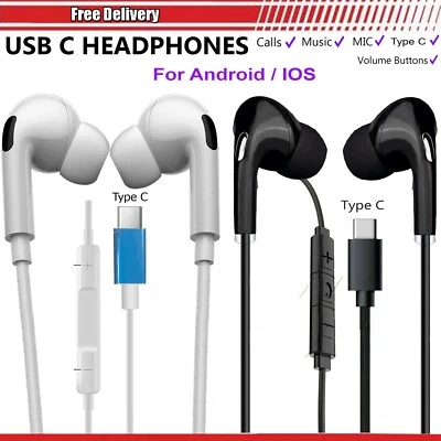 TECHWORLDGADGETS Cuffie USB C auricolari MIC cuffie remote per Samsung Galaxy S24 FE/S23 FE