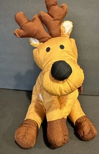 Vintage Plush Christmas Reindeer Nylon Puffy Gibson Greetings - Picture 1 of 6