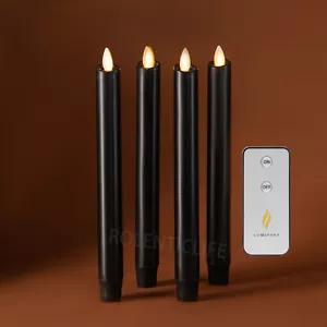 4pcs Luminara Flameless Battery Taper wax Candles Remote Moving Wick 8" - Picture 1 of 21