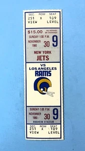 1980 Los Angeles Rams FULL Ticket - New York Jets - NFL - Bild 1 von 2