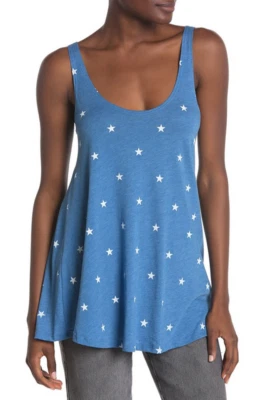 Camiseta sin mangas Wildfox cuello redondo estampado de estrellas Blue Coast nueva con etiquetas $80 Foto 1 de 4