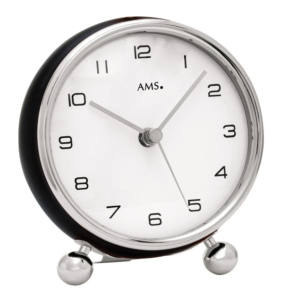 AMS 5194 Tischuhr Funk Funktischuhr Metallgehäuse schwarz und silber modern - Bild 1 von 1