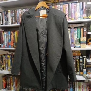 Modern Amusement Grey Trench Peacoat Hooded Size M- Formal Casual Blazer Coat - Bild 1 von 3