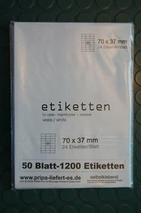 1200 Etiketten 70x37 mm/A4 selbstklebend - formatgleich zu vielen Anbietern 3474 - Afbeelding 1 van 1