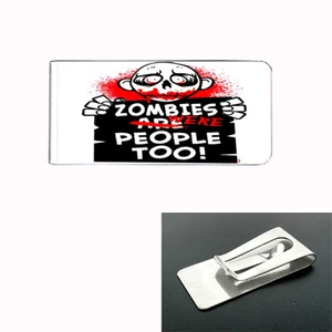Metal Money Clip Bills Card Metal Holder Rectangle Zombie D 2 Were People Too - Picture 1 of 2