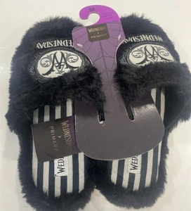 Wednesday Addams schwarze flauschige Pantoletten Slipper Wednesday x Primark Gr. M 7/8 - Bild 1 von 6