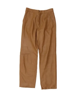 VINTAGE Womens Straight Leather Trousers IT 44 Medium W29 L30 Beige OP08 - Image 1 of 3
