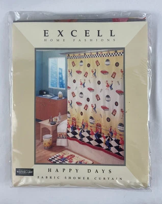 NUEVO Excell Home Fashions Happy Days Cortina de Ducha Años 50 Retro Comedor Jukebox Nuevo en Paquete Foto 1 de 3