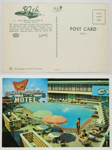 50th on the Lake Motel Chicago IL Swimming Pool People Umbrellas Chrome PC - Picture 1 of 1