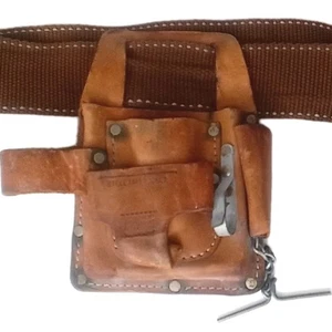 Cintura borsa attrezzi Nicholas in pelle n. W690 Tasca a nastro in acciaio per cereali superiori - Foto 1 di 9