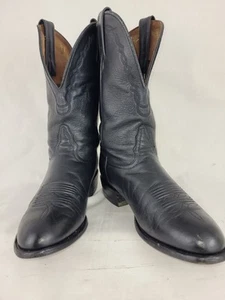 Tony Lama Women’s Cowgirl Boots Black Leather Roper Size 7.5 B Very Nice!!! 👀 - Picture 1 of 15
