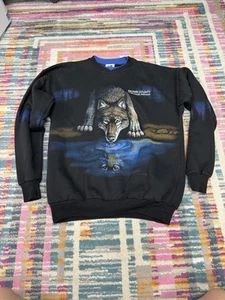 Vintage ART UNLIMITED SPORTSWEAR Double Sided Wolf Sweatshirt Large Indiana - Picture 1 of 9