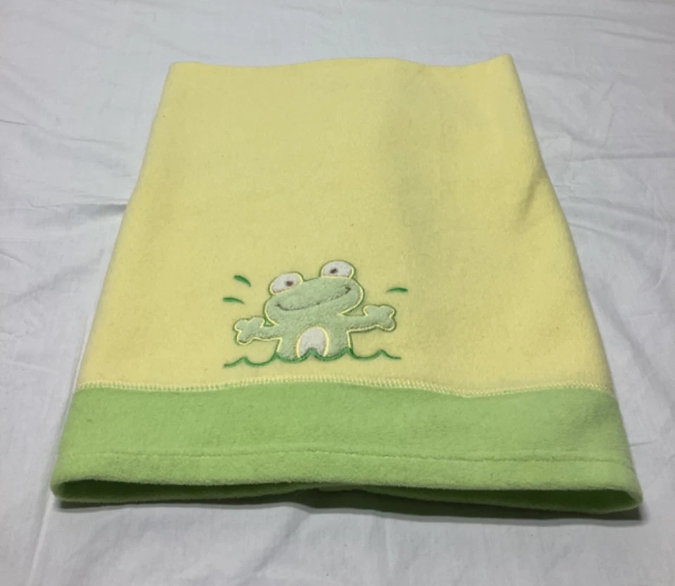 Blankets and Beyond 30x36 Frog Baby Blanket Yellow and Green Pastel - Image 1 of 4
