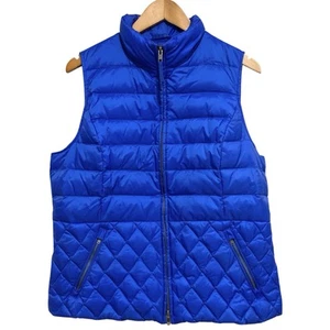 Talbots Petites Down Filled Quilted Puffer Vest Size Large Royal Blue Casual - Picture 1 of 6