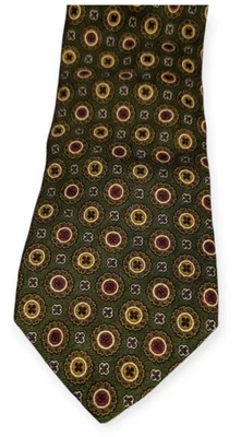 Land's End Green/Red/Yellow 100% Wool Men's Tie - Image 1 of 4