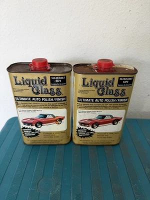 Lot 2 Vintage Liquid Glass Auto Polish Finish 16oz Each Tin Almost Full RARE! Foto 1 de 4