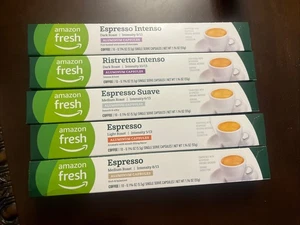 Cápsulas de aluminio tostado oscuro, medio y claro Amazon Fresh Espresso, paquete de variedad - Imagen 1 de 2