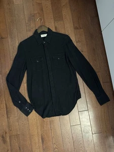 SAINT LAURENT Slim-Fit Cotton Western Long Sleeve Black Shirt Made In Japan Sz S - Picture 1 of 22