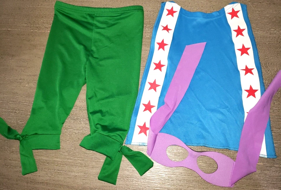 boys size 2T NINJA TURTLES GREEN PANTS COSTUME blue cape eye mask purple - Image 1 of 1