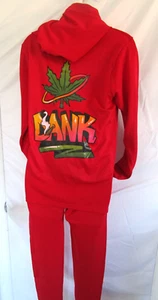 Womens Two Piece DANK Tracksuit Set Long Sleeve Zip Hood Jacket Leggings Red - Picture 1 of 19