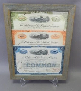 3 gerahmte Baltimore Ohio Railroad Co Stammaktienzertifikat 1937 1954 B&O - Bild 1 von 4