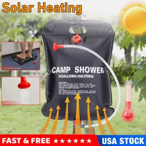 Outdoor 5 Gallons Solar Camping Shower Bag for Pop Up Toilet Shower Privacy Tent - Picture 1 of 15