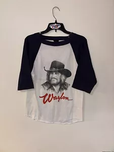 Vintage 80s Waylon Jennings Tour Band Country Music Raglan Tee Shirt Rare USA - Picture 1 of 9