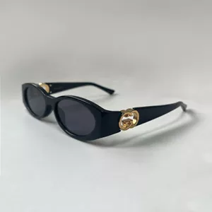 Gucci GG1660S Black Oval Sunglasses Grey Lens Women's Eyewear - Picture 1 of 4