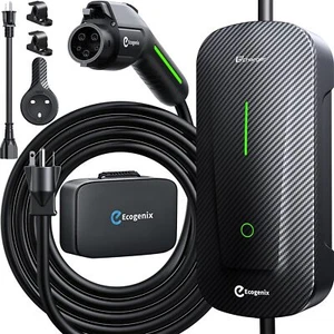 Carbon Fiber Level 1+2 EV Charger (16Amp, 110V-240V, 25ft Cable) Portable Fast - Picture 1 of 1