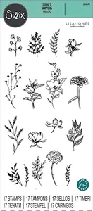 Sizzix 17pc Clear Stamps Garden Botanicals #666641 Retail $14.99 by Lisa Jones - Picture 1 of 4
