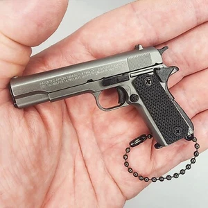 1/3 Scale Mini M1911 Pistol Key Chain Key Ring Working Action Alloy Grey - Picture 1 of 7