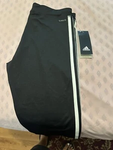 Adidas Size XL 16Girls Large Tights Black With White Stripes - Picture 1 of 2