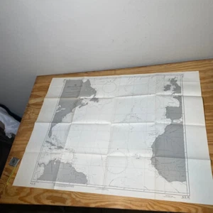 1962 US NAVY HYDROGRAPHIC NAUTICAL MAP CHART 15 Oceano Atlantico settentrionale 44x33,5 - Foto 1 di 12