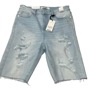 New Judy Blue Ellie SHORTS High Waist Distressed JB15100 LT Frayed 9”inseam Med - Picture 1 of 15