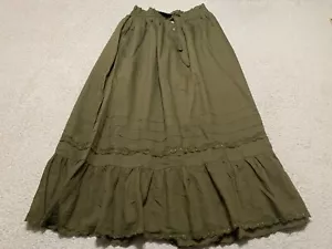 NWT Scarlet Darkness Womens XL Skirt Solid Green Maxi Ruffled Hem Whimsigoth New - Picture 1 of 8
