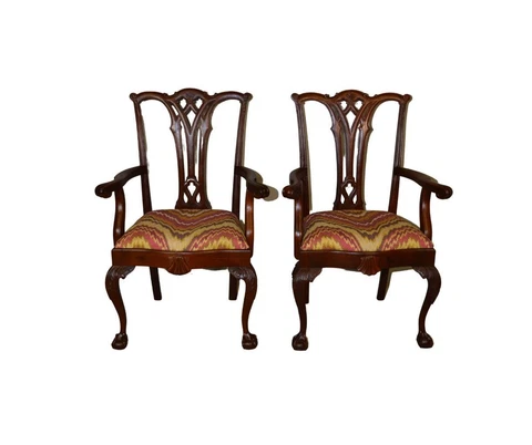 Antique Arm Chairs, Pair of Chippendale Mahogany Chairs #21592 Cover