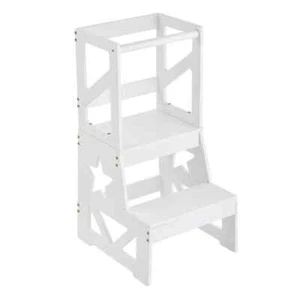 Toddler Step Stool, Natural Pine Wood Kids Stool Helping with Safety Rail, Stand - Picture 1 of 8