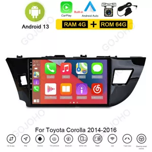 4+64G For Toyota Corolla 2014-2016 Car Stereo Radio Android 13 Apple CarPlay GPS - Foto 1 di 20