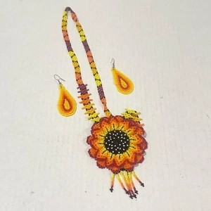 Women’s Mexico Beaded Handmade Colorful Necklace & Earrings Set! - Picture 1 of 4