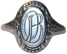 🇼 835er Silber Ring Siegelring mit OB Monogramm Art Deco Antikschmuck - 4,97 g