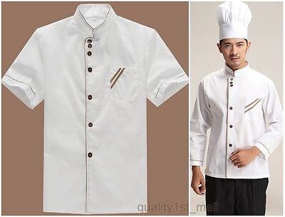 Mens Short Sleeve Chef Coat Jacket Kitchen Cooker Outfit Restaurant Uniform PF • 11.40£