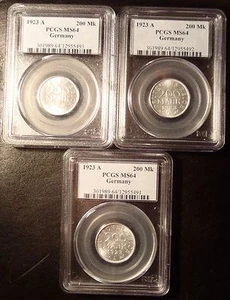 Lot of (3) 1923 A Germany 200 Marks PCGS MS64! - Picture 1 of 2