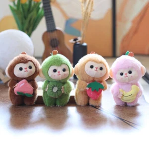 Cartoon Cute Fruit Monkey Plush Toy Keychain Stuffed Animal Doll Keyring Pen GF - Picture 1 of 11