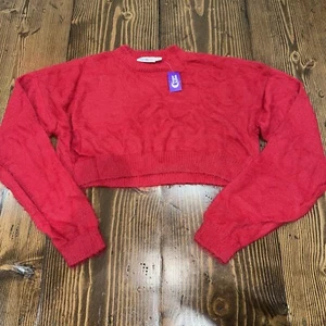 NWT Sugar & Jade Girls Size XXL Cropped Oversized Sweater - Red - Picture 1 of 8