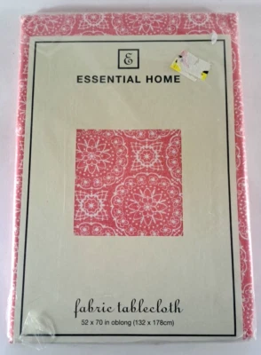 NEW Pink Tablecloth Oblong Medallion Spirograph Essential Home Cotton 52x70 - Image 1 of 4