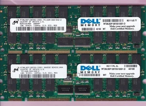 2GB 2x1GB PC-133 MICRON PC133 ECC REG MT36LSDF12872G-133D1 DELL BG111RL.3L Kit - Picture 1 of 2